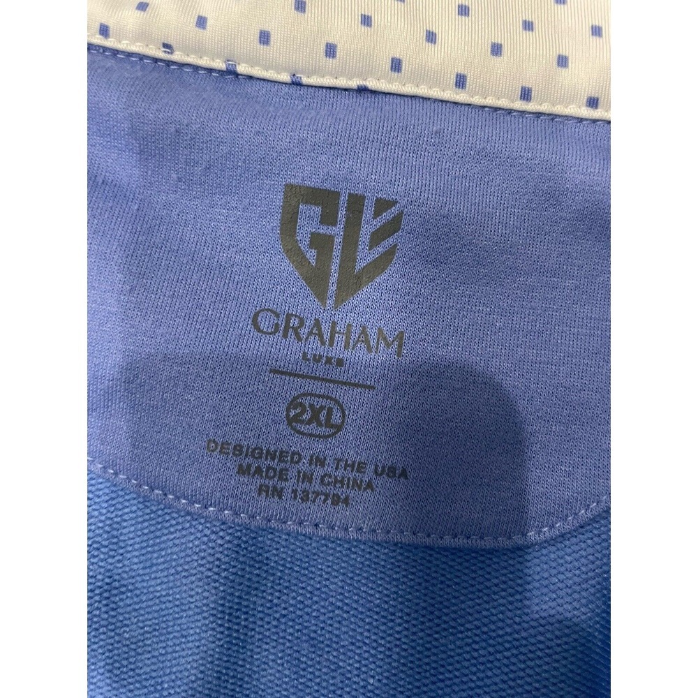 Graham Luxe Porter 1/4 Zip Pullover Men's 2XL Light Blue Performance Rayon Golf - Picture 3 of 10